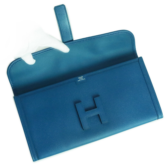 Hermes Jige Elan 29 Second Clutch Bag Vaux Epson Leather Blue - Picture 3 of 10